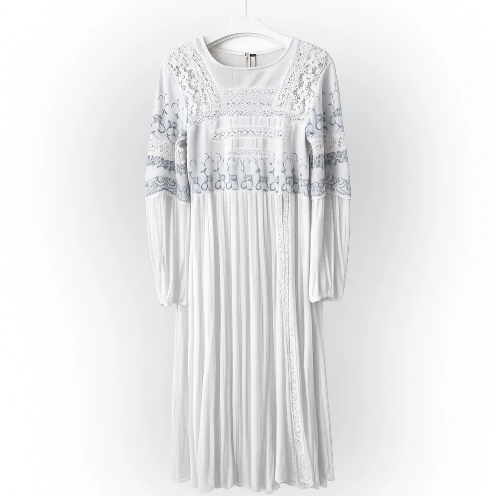 Free People Sweet Sunny Days Lace Midi Tunic Dress L - Picture 2 of 15